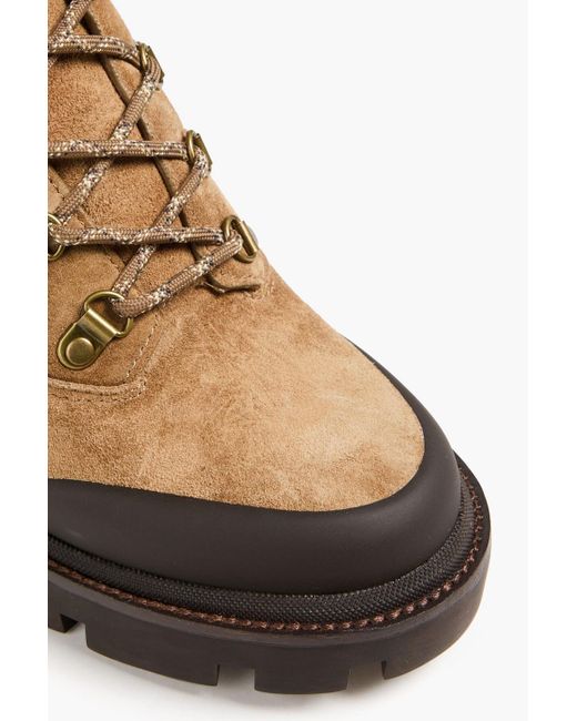 Tory Burch Natural Lace-Up Suede Ankle Boots