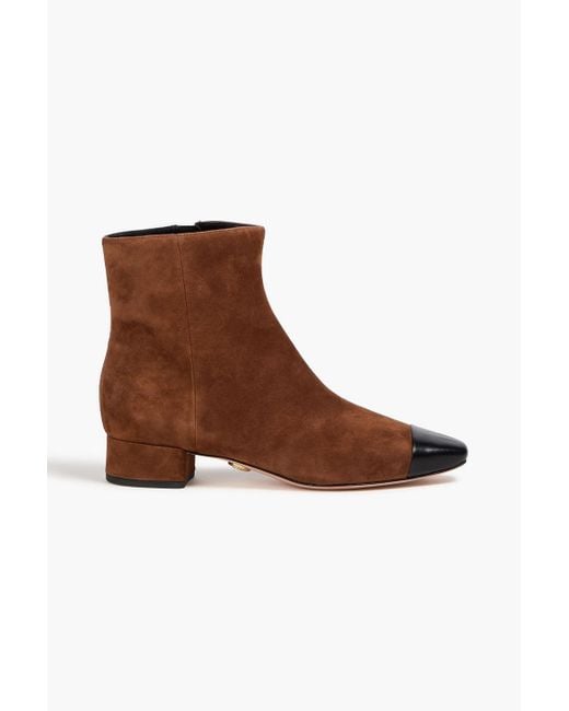 Veronica Beard Brown Cecile Leather And Suede Ankle Boots