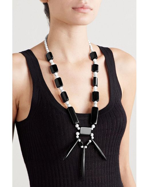 Gabriela Hearst White Cord, Obsidian And Howlite Necklace