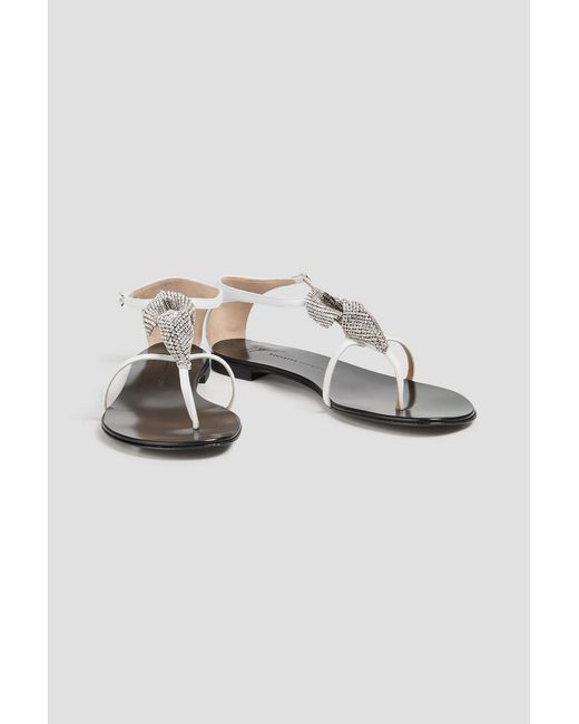 Giuseppe Zanotti White Rock 10 Crystal-embellished Leather Sandals