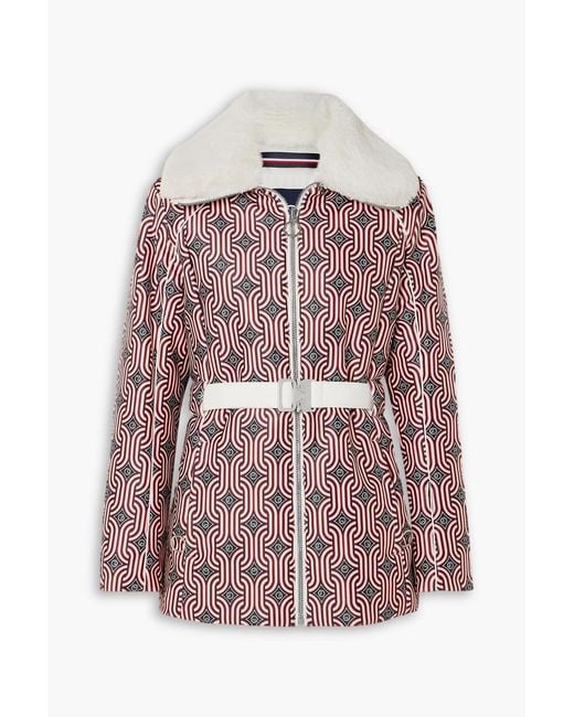 Fusalp Red Clea Sixties Plush-trimmed Printed Ski Jacket