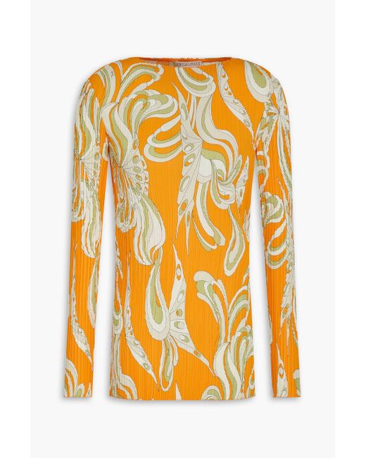 Emilio Pucci Orange Bluse aus plissiertem crêpe