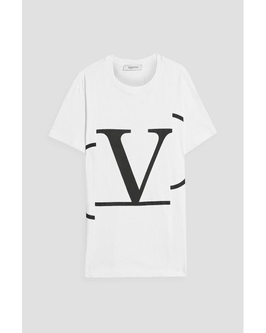 Valentino Garavani Blue Printed Cotton-jersey T-shirt