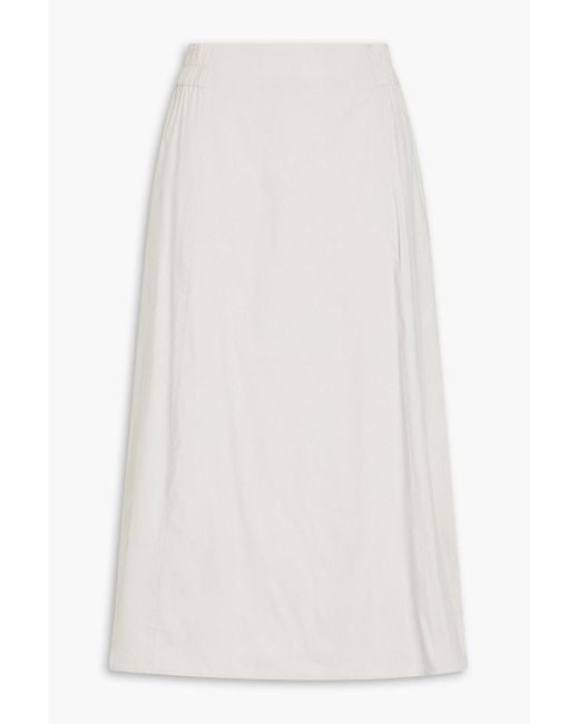 Theory White Tulip Linen-blend Midi Skirt