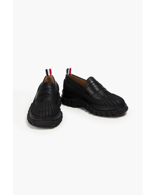 Thom Browne Black Leather And Rubber Loafers