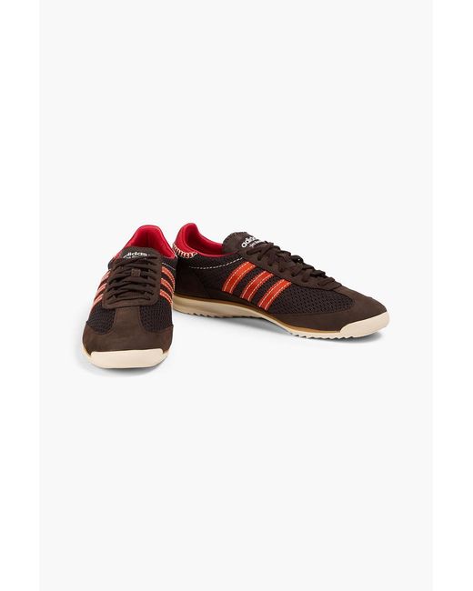 Adidas Originals Brown Sl 72 Suede And Mesh Sneakers for men