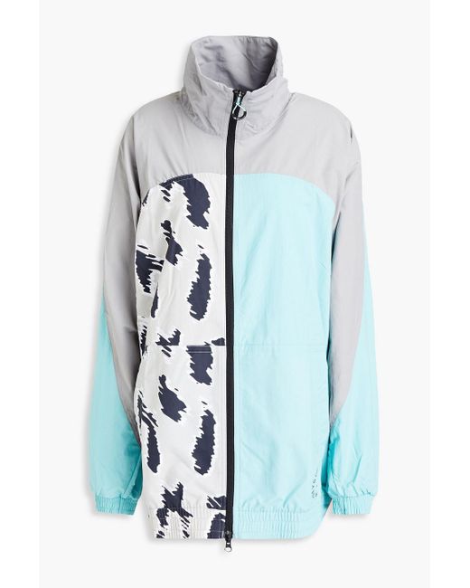Adidas By Stella McCartney Blue Color-block Printed Shell Track Jacket