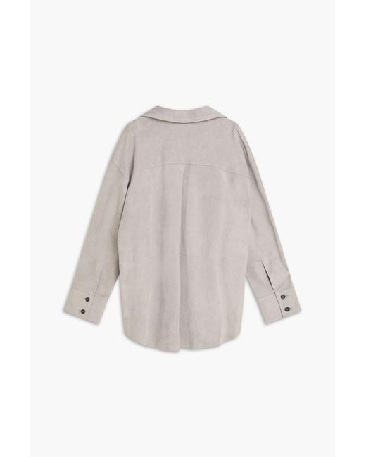 Arma White Caterine Suede Shirt Jacket