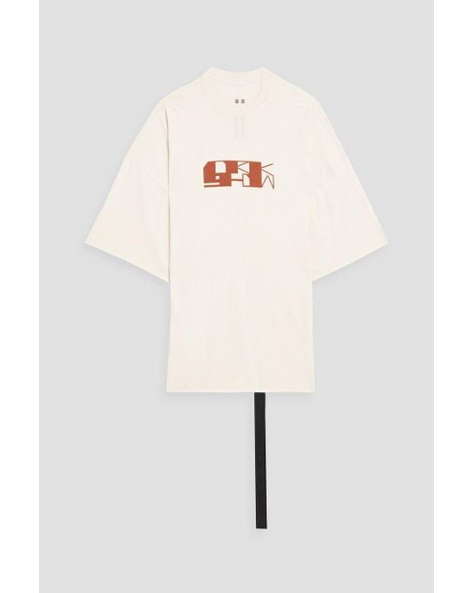 Rick Owens Natural Tommy Oversized Printed Cotton-jersey T-shirt for men