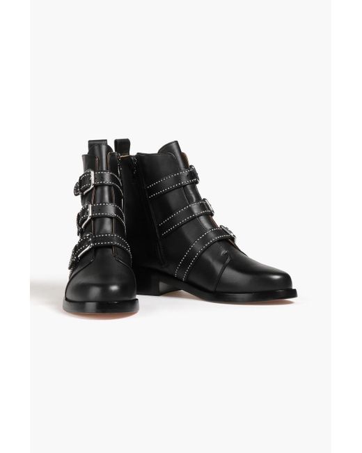 Maje Black Studded Leather Ankle Boots