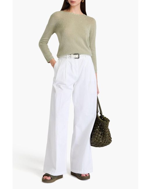 Fabiana Filippi White Cotton-Blend Wide-Leg Pants