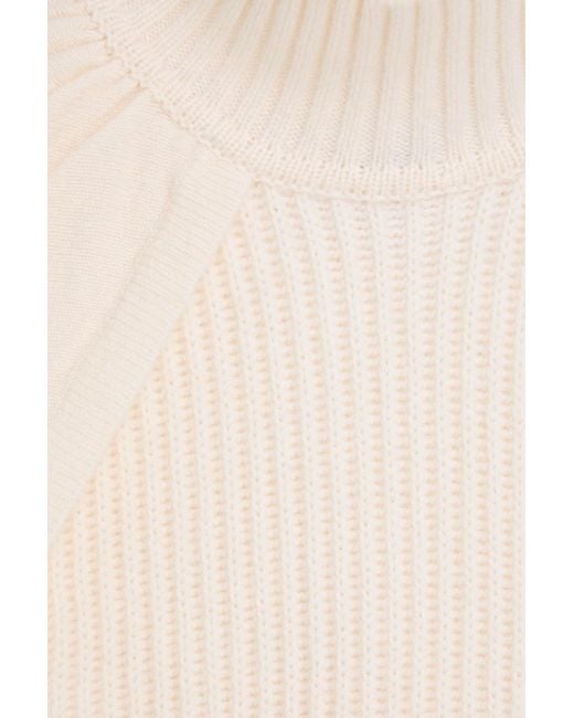 Jonathan Simkhai Natural Cape-Effect Ribbed Cashmere Turtleneck Sweater