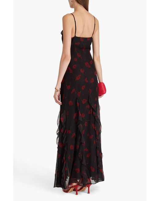 Nicholas Black Ruffled Floral-print Silk-chiffon Gown
