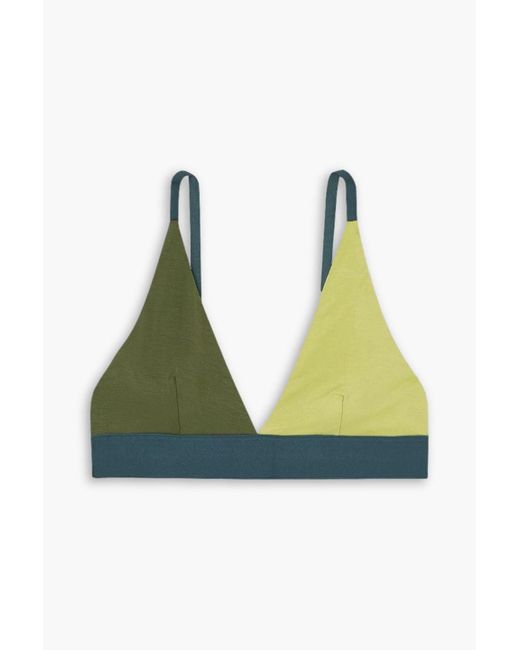 Baserange Green Color-Block Stretch-Bamboo Soft-Cup Triangle Bra