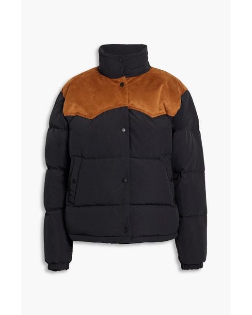 Rag & Bone Black Cal Faux Suede-paneled Quilted Ripstop Down Jacket