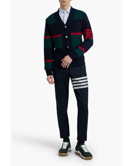 Thom Browne Blue Striped Cashmere Cardigan for men