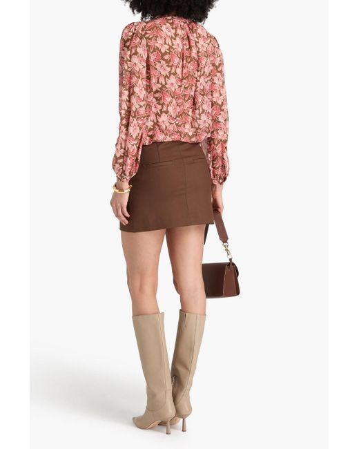 Veronica Beard Red Ashlynn Floral-Print Silk-Georgette Blouse