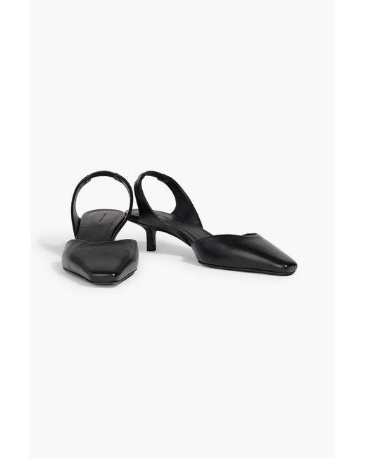 Loulou de Saison Black Akila Leather Slingback Pumps