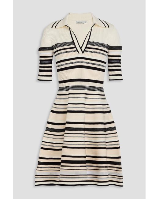 Jonathan Simkhai Gray Striped Ribbed-Knit Mini Dress