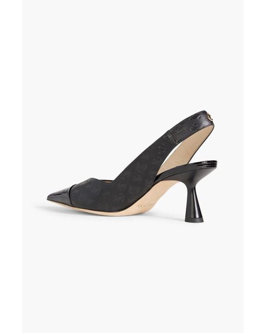 Jimmy Choo Black Liya 65 Embossed Smooth And Patent-leather Slingback Pumps