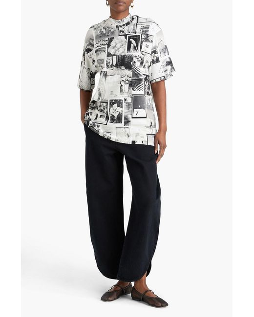 Farm Rio Gray Printed Cotton-Jersey T-Shirt