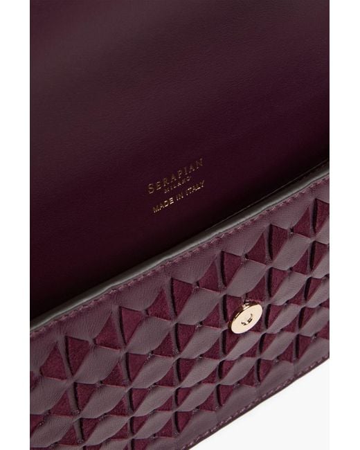 Serapian Purple Clutch aus geflochtenem leder und veloursleder