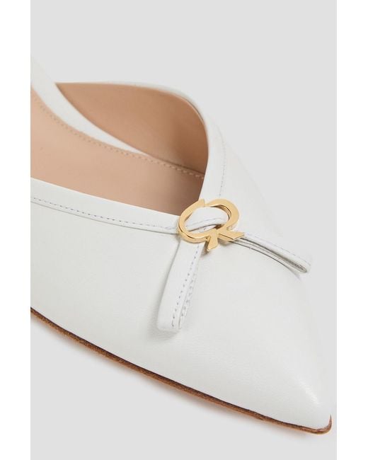 Gianvito Rossi White Ribbon Leather Mules