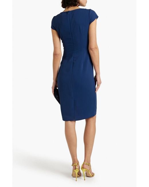 Badgley Mischka Blue Bow-embellished Crepe Dress