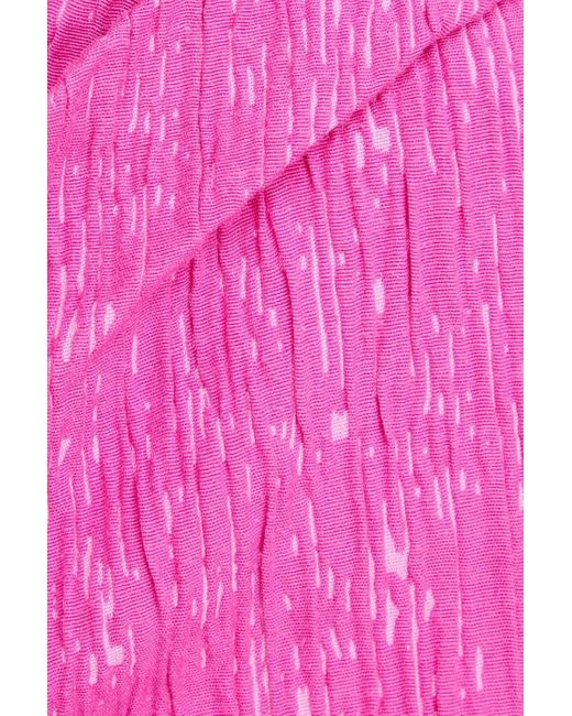 Stine Goya Pink Sgannete One-Shoulder Cotton-Blend Jacquard Midi Dress