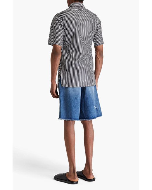 Maison Margiela Gray Striped Cotton-Poplin Shirt for men