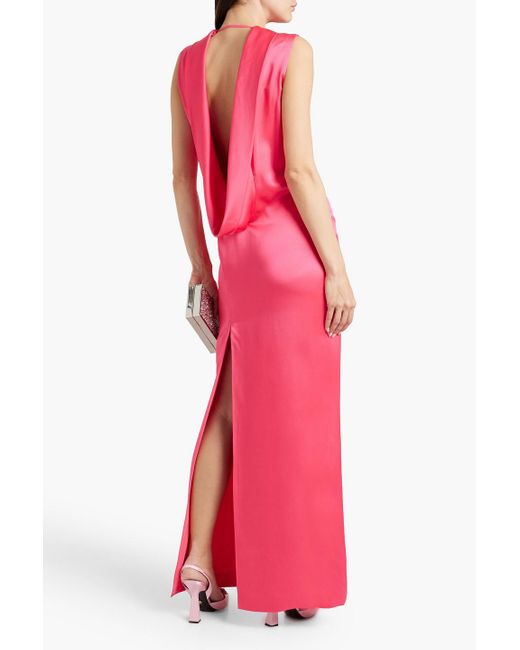 Versace Pink Draped Satin Gown