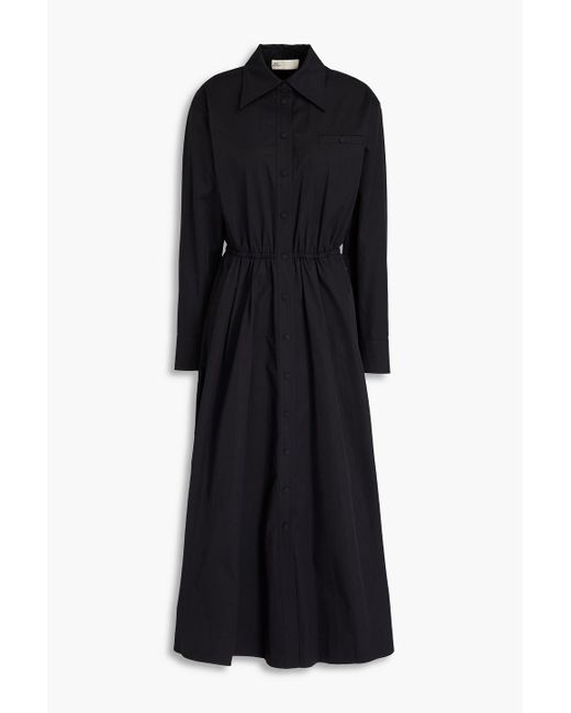 Tory Burch Black Elenor Cotton-poplin Midi Shirt Dress