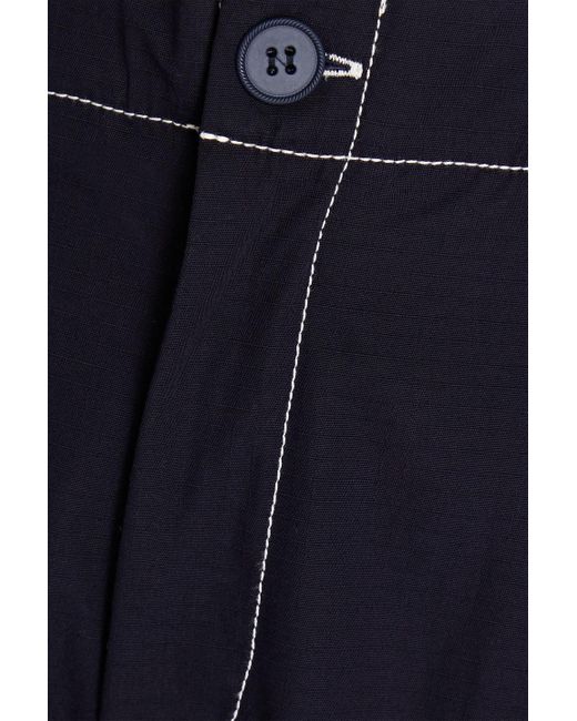 Maison Kitsuné Blue Topstitched Cotton-ripstop Pants for men