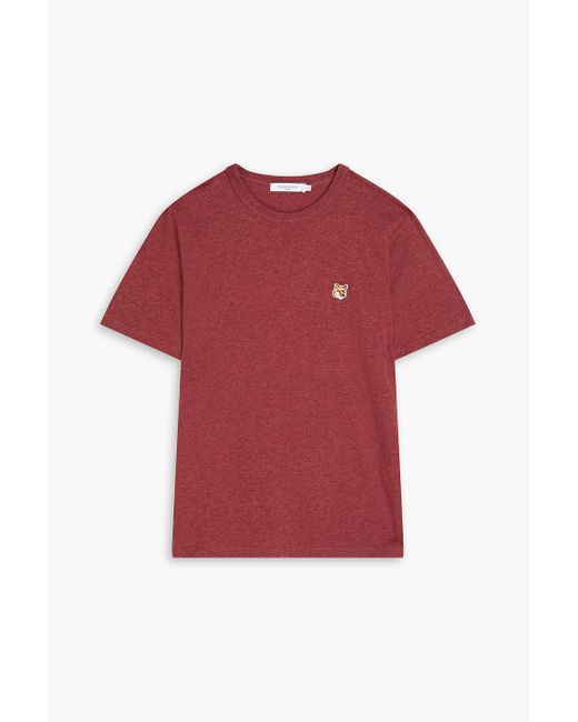 Maison Kitsuné Red Appliquéd Cotton-jersey T-shirt for men