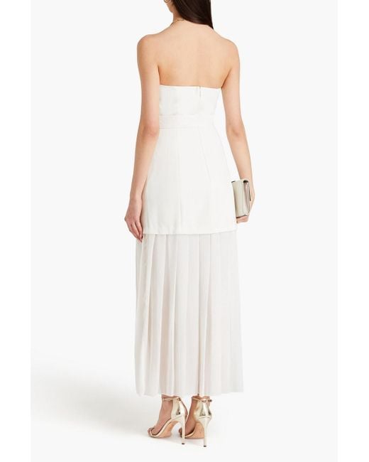 Nicholas White Reagan Strapless Pleated Crepe And Georgette Maxi Dress