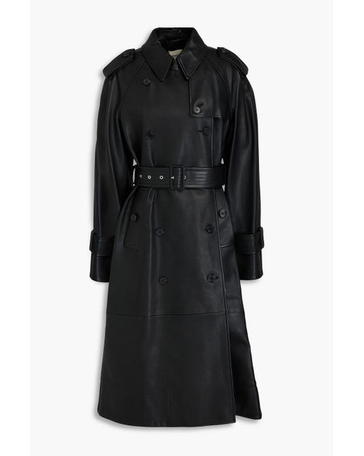 Khaite Black Selly Belted Leather Trench Coat