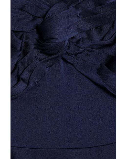 THEIA Blue Francesca plissierte robe aus satin mit twist-detail