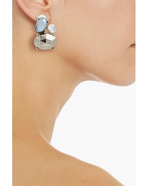 Kenneth Jay Lane Metallic Tone, Faux Pearl And Crystal Clip Earrings