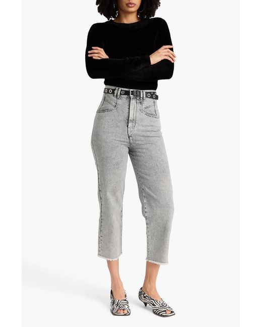Isabel Marant Gray Dilali Cropped High-Rise Tapered Jeans