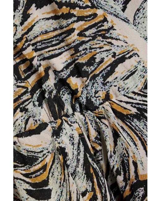 IRO Gray Flamen drapiertes minikleid aus crêpe de chine aus seide mit print