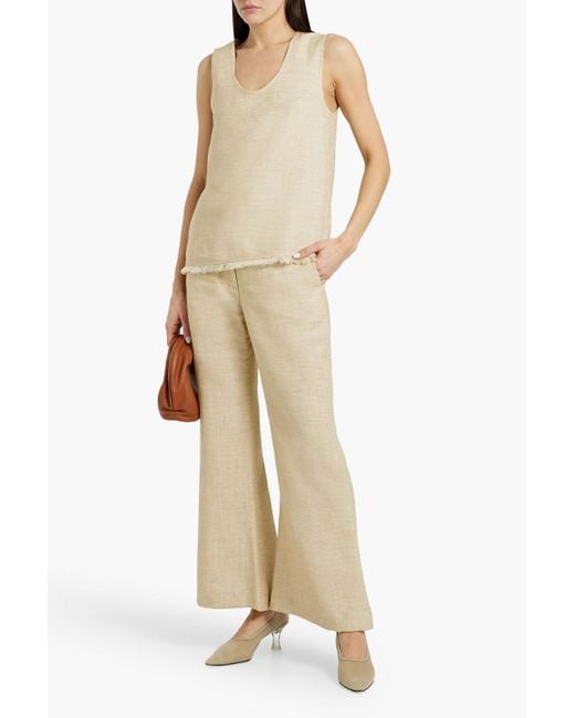 By Malene Birger Natural Caras Linen-Blend Canvas Flared Pants