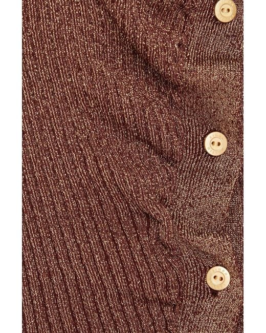 Simon Miller Brown Gaia Metallic Ribbed-knit Sweater