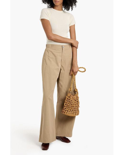 The Elder Statesman Natural Silvano Cotton-Twill Wide-Leg Pants
