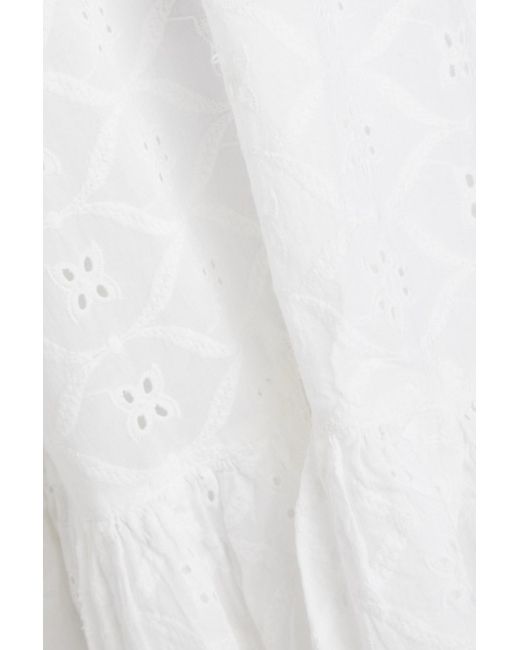 Melissa Odabash White Evelyn minikleid aus baumwolle mit lochstickerei