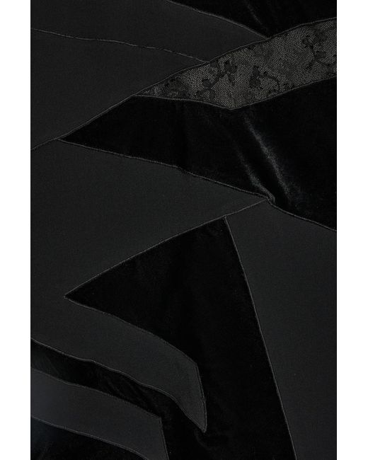 Stella McCartney Black Silk-blend Crepe, Lace And Velvet Dress