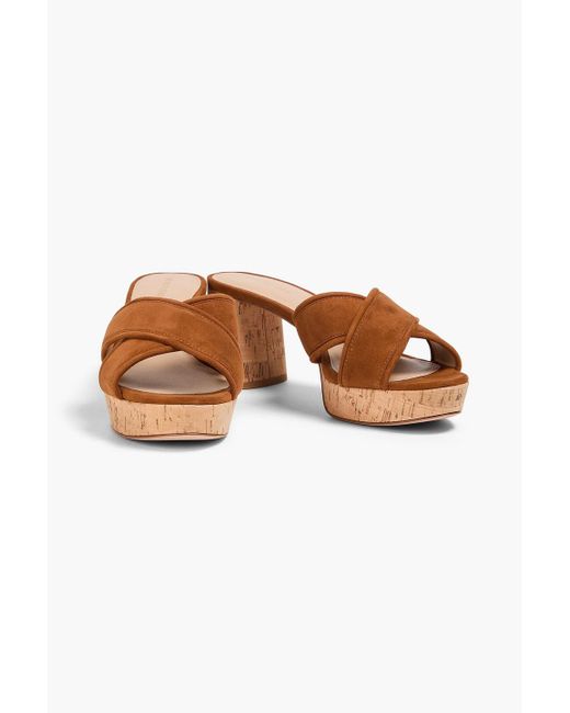 Veronica Beard Brown Dory Suede Platform Mules