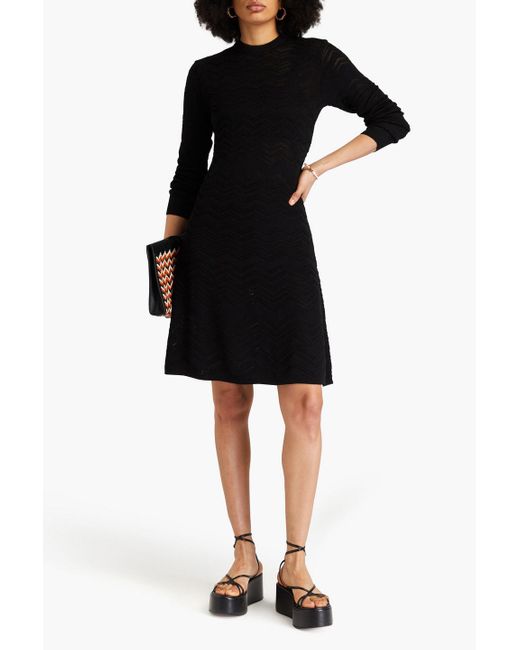 Missoni Black Crochet-knit Wool-blend Dress