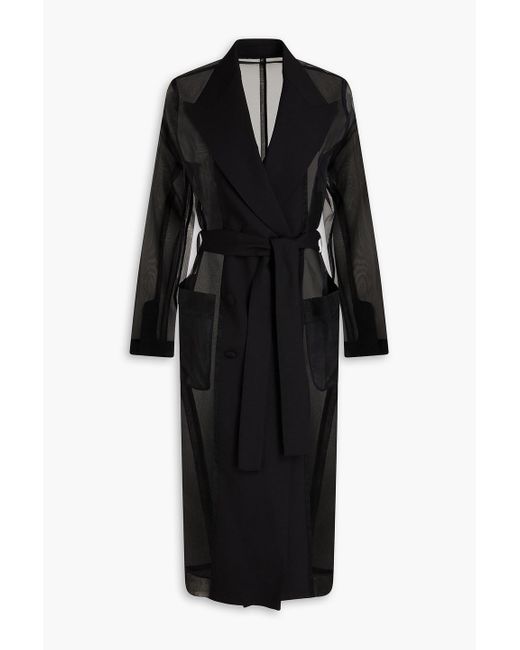 Dolce & Gabbana Black Double-breasted Organza Trench Coat