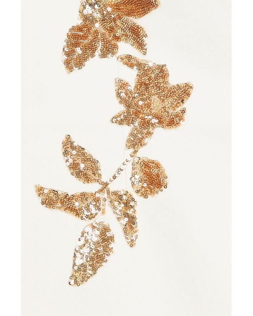 Rebecca Vallance Natural Versailles Strapless Embellished Crepe Mini Dress