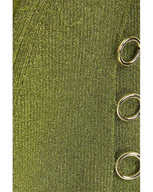 Sandro Green Oberteil aus metallic-strick mit ringverzierungen und cut-outs